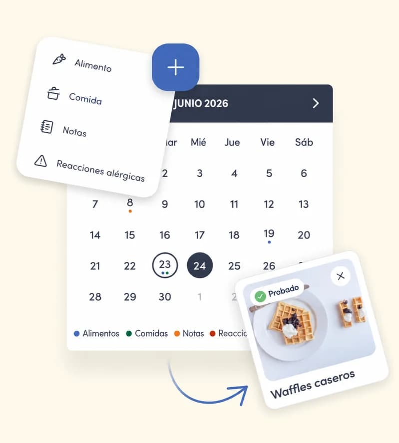 El calendario de registro de comidas de la aplicación
